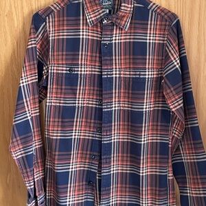 Men’s J. Crew Navy and Rust Plaid Button-Down Slim Fit Shirt